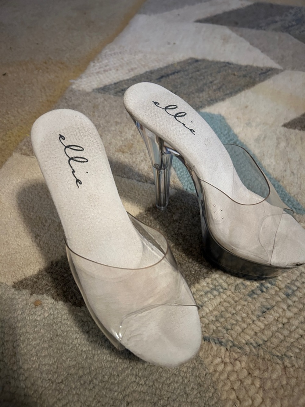 Ellie Clear Mule Sandals with Nude Footbed